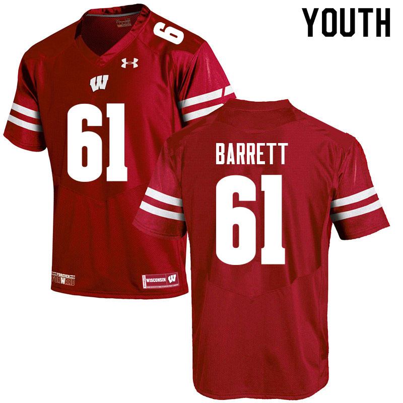 Youth #61 Dylan Barrett Wisconsin Badgers College Football Jerseys Sale-Red - Click Image to Close